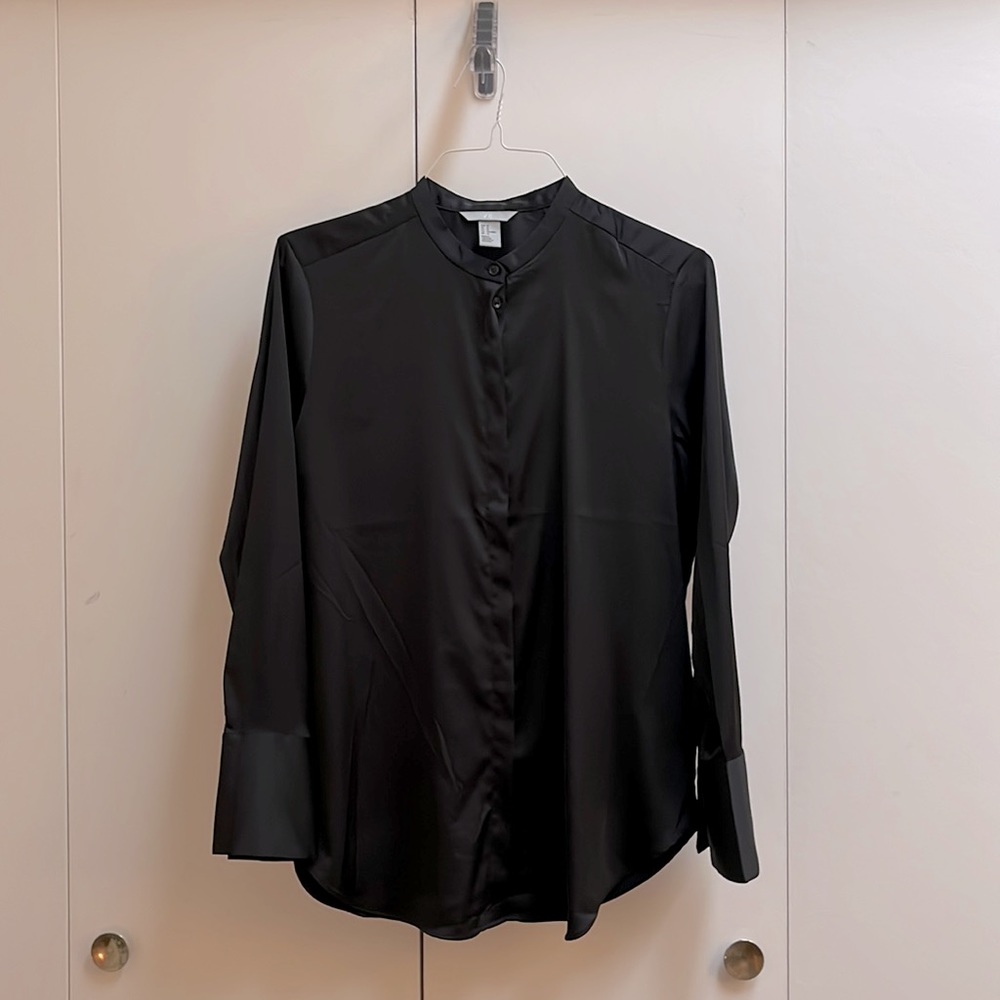 H&M Mandarin Collar Blouse (W12, black)
